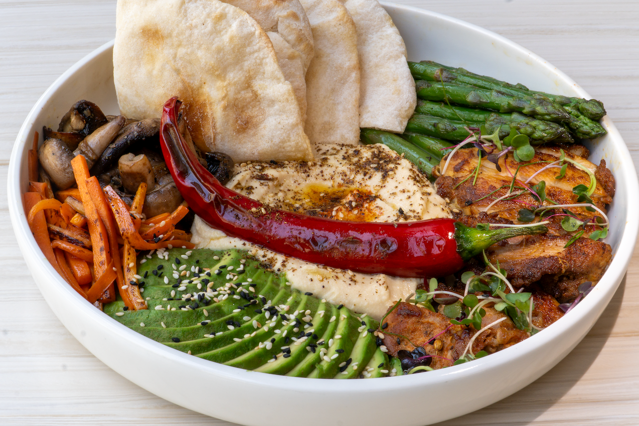 Levantine Plate & Chicken from the LEAN menu served for lunch & dinner at The Red Door