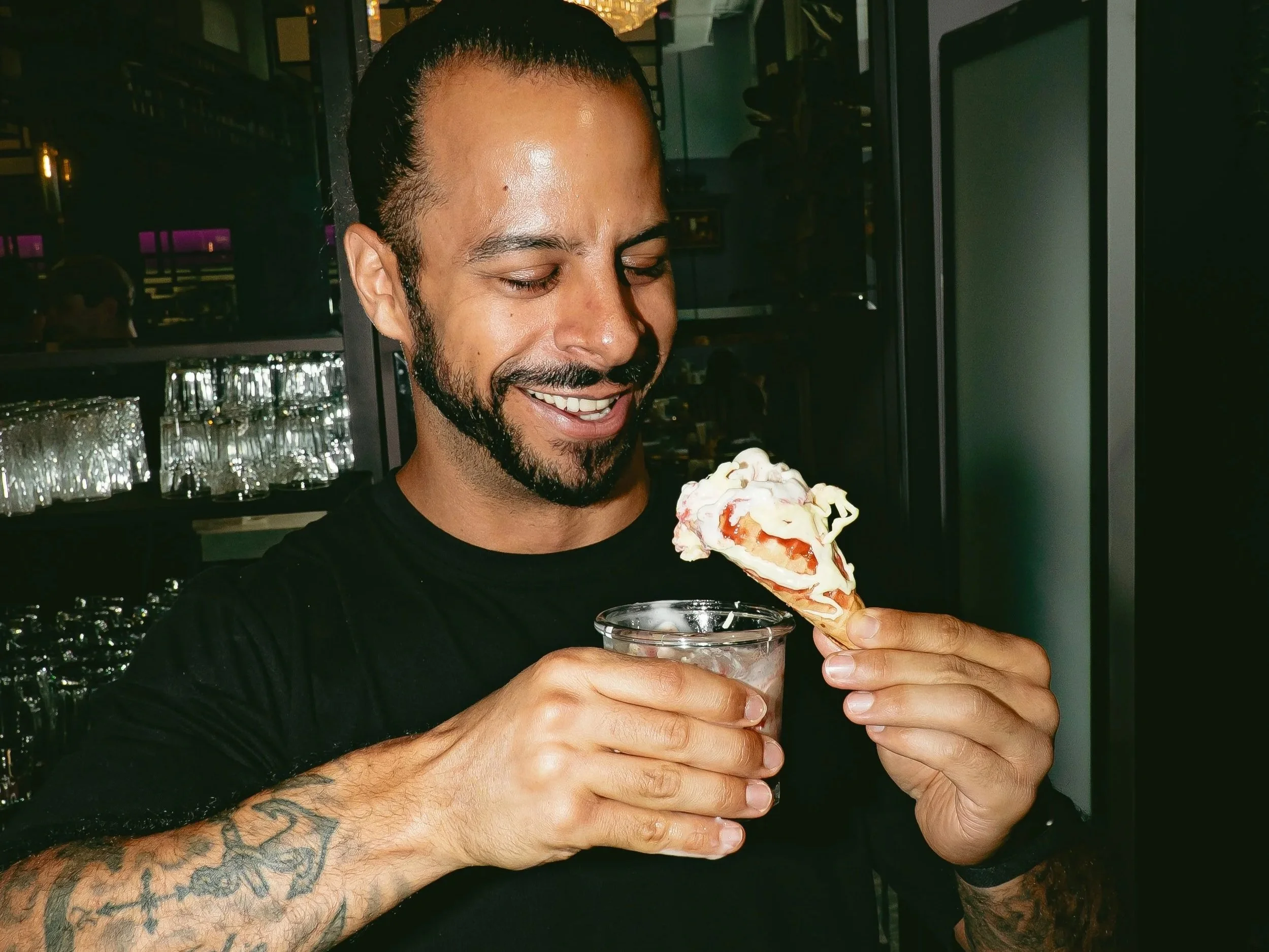 TariqSmilingEatingSoftServe.jpg