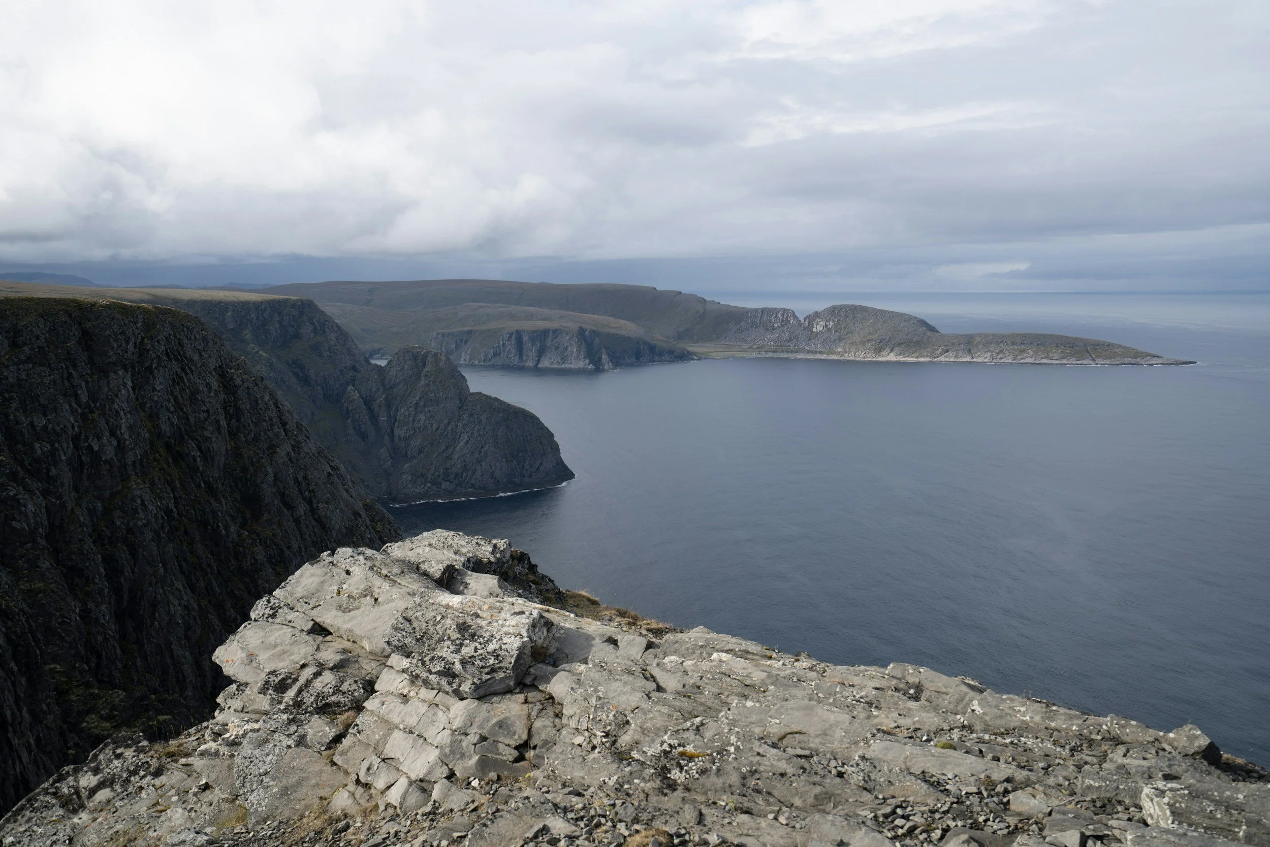 Cliffs overlooking the Barents Sea at North Cape during summer
