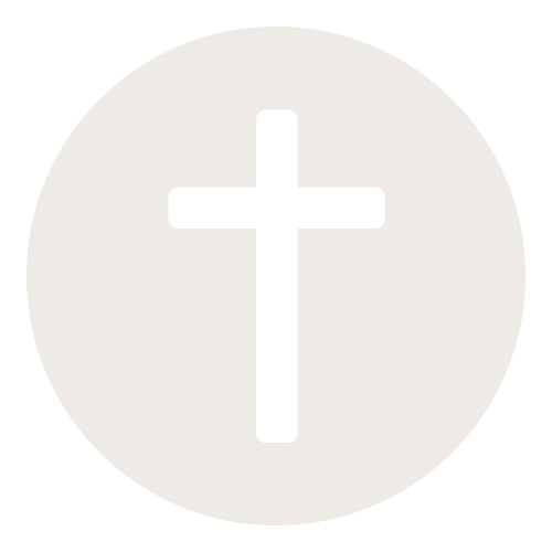 Icon of a white Christian cross inside a light gray circle.