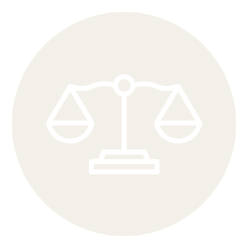 Icon of a balance scale, representing justice or law.