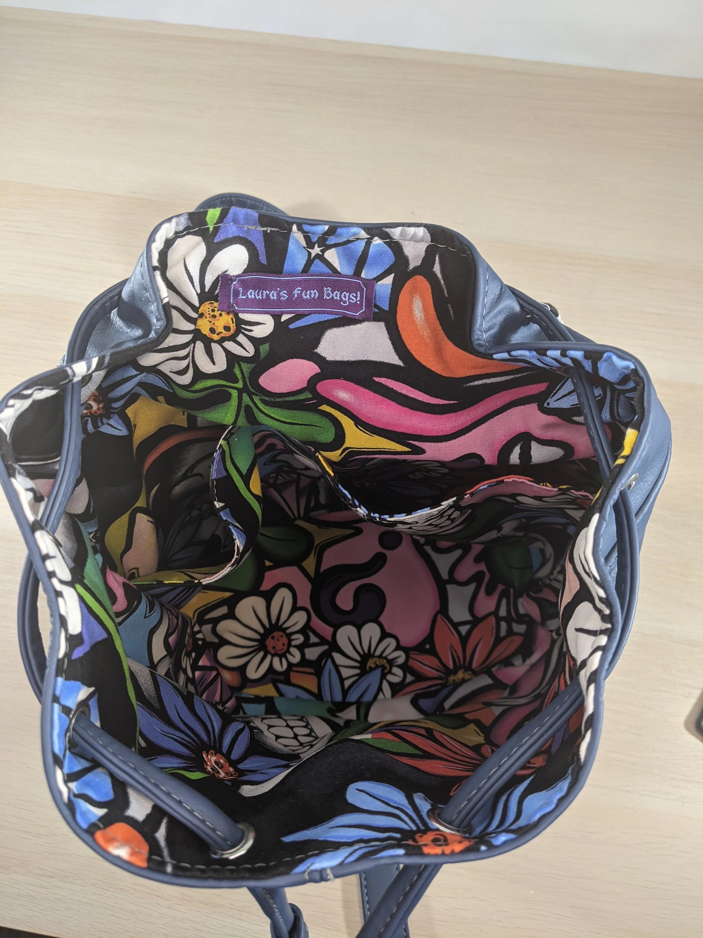 Backpack Interior with Graffiti Print