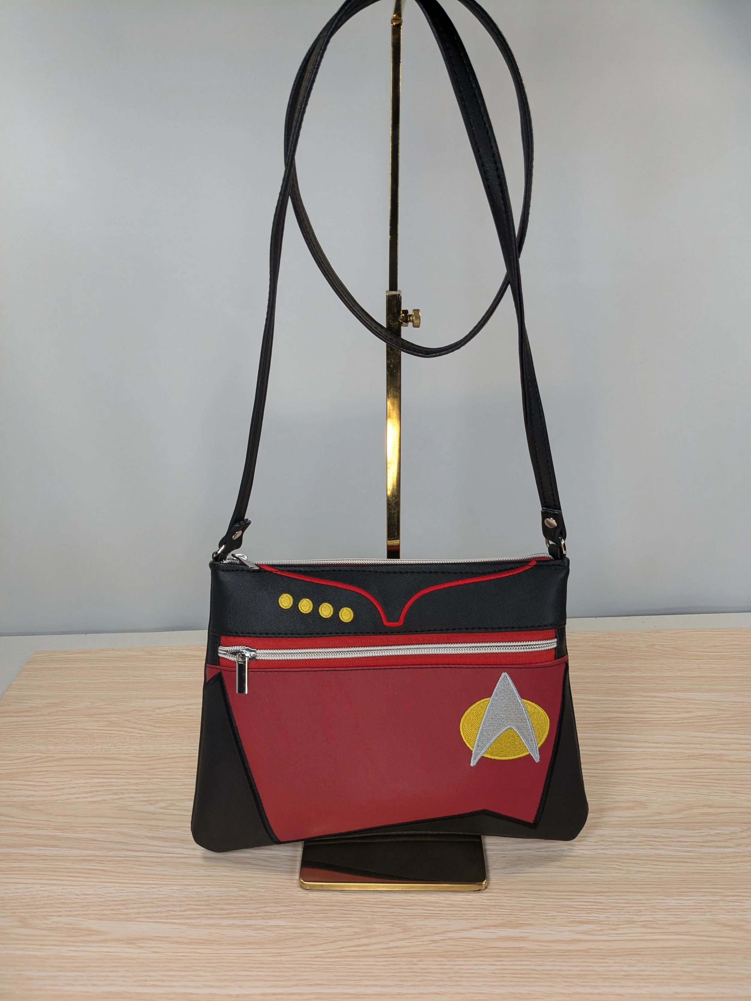 Star Exploration New School Red Command Uniform - Faux Leather Slim Crossbody Bag