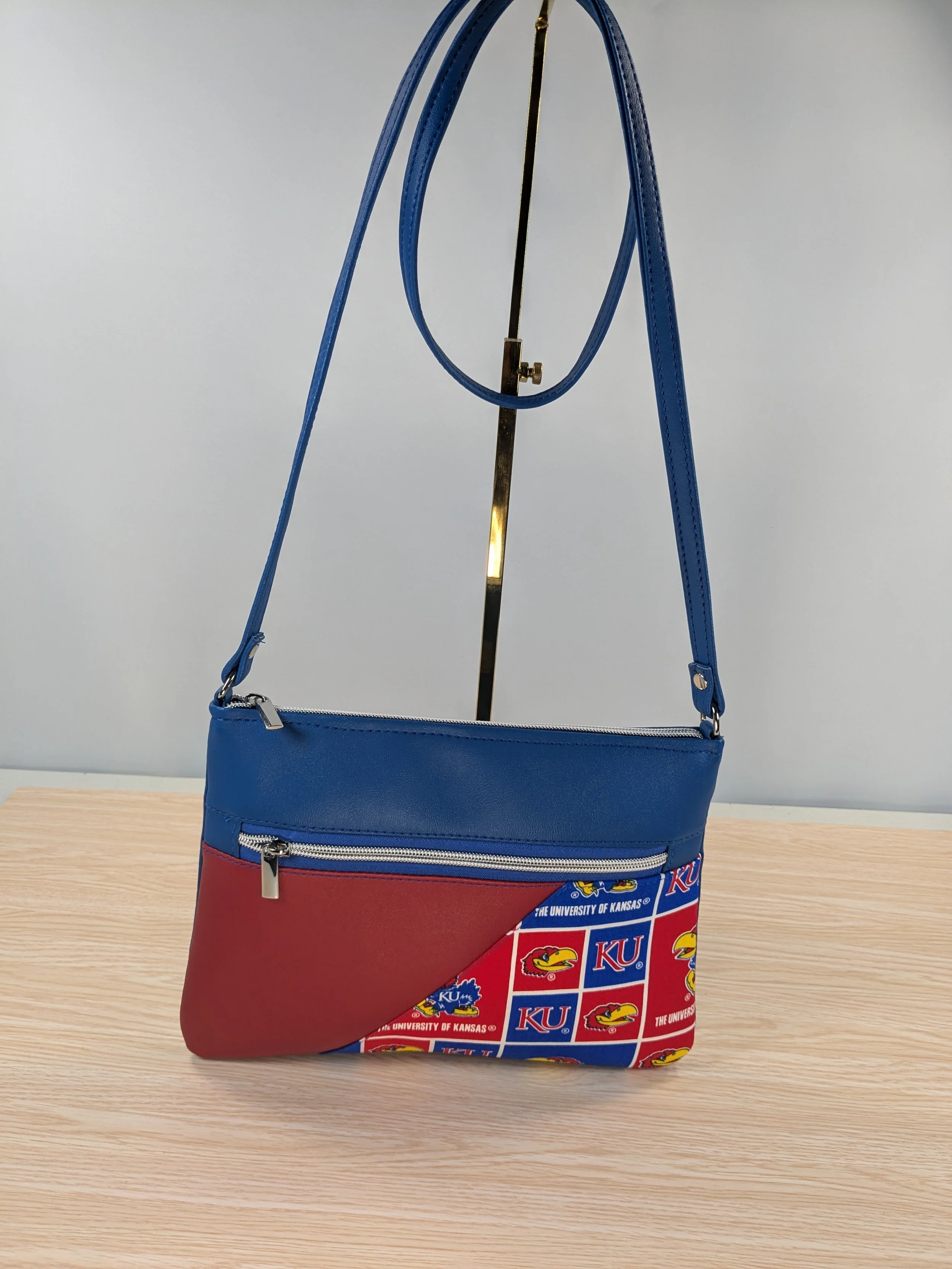 University of Kansas KState Color Block Faux Leather Slim Crossbody Bag