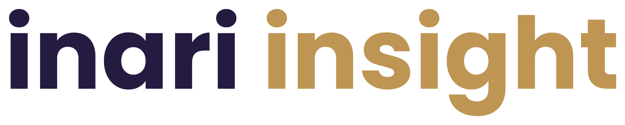Indigo and gold Inari Insight logo with stylized lowercase lettering