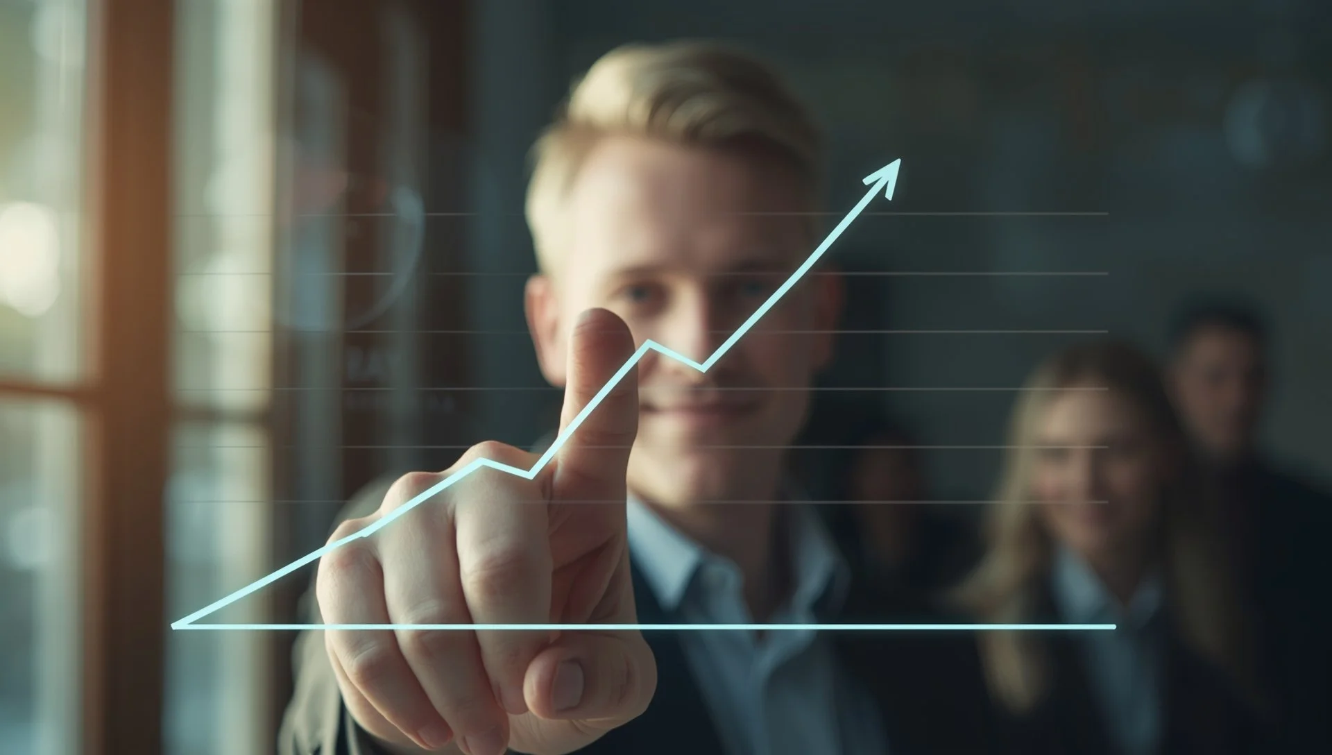 increasing performance graph with hotel team