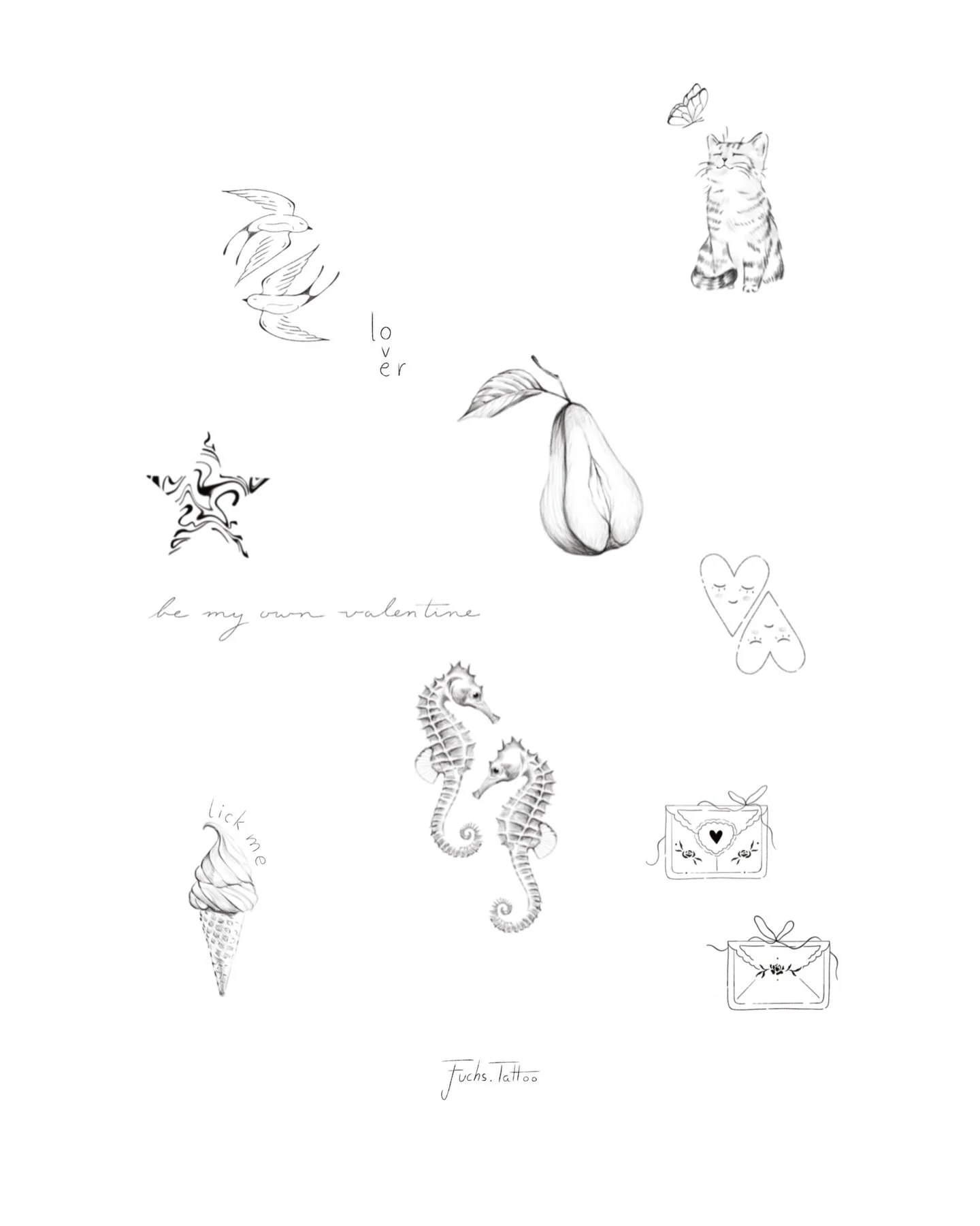 a little valentines flash for you!

I think they would be cute, when they are quite small and delicate, just hit me up :)

#hamburgtattoo #smalltattoo