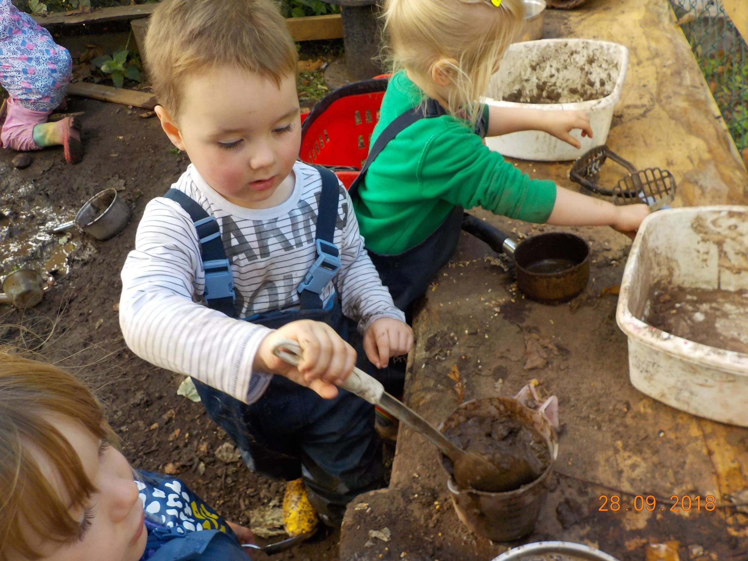 Busy at the outdoor kitchen this morning - chocolate cereal anyone?