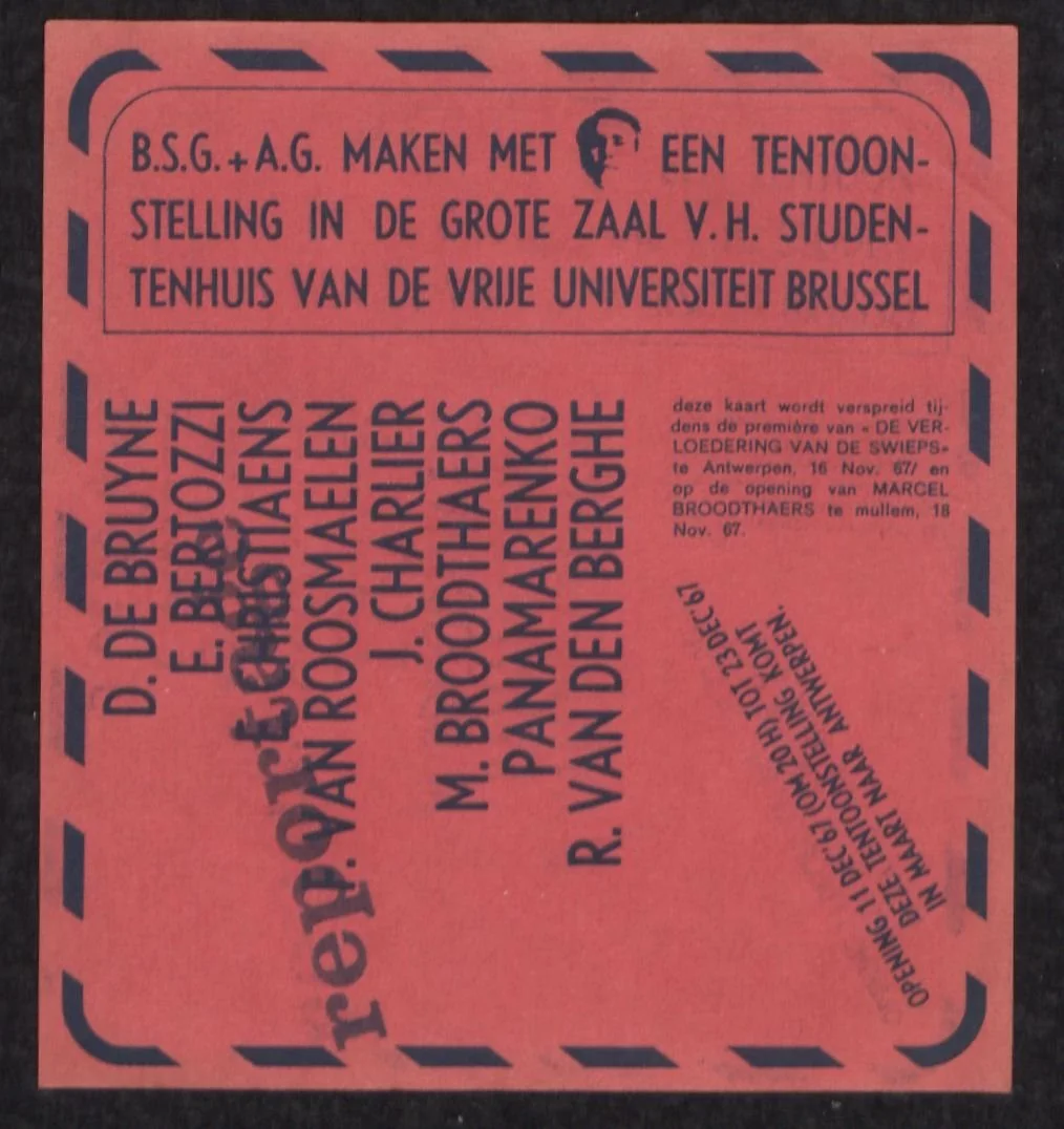 Uitnodiging Reportage, 1967. Archief Roland Van den Berghe.