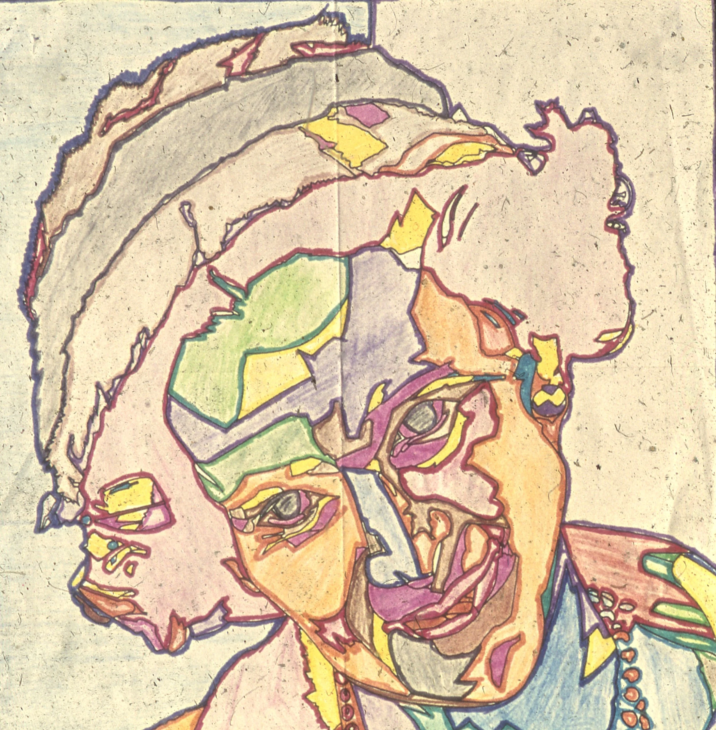 Ingekleurde Fabiola tekening, ingezonden door een niet geïdentificeeerde HUMO-lezer. Archief Destelheide, doos 35.