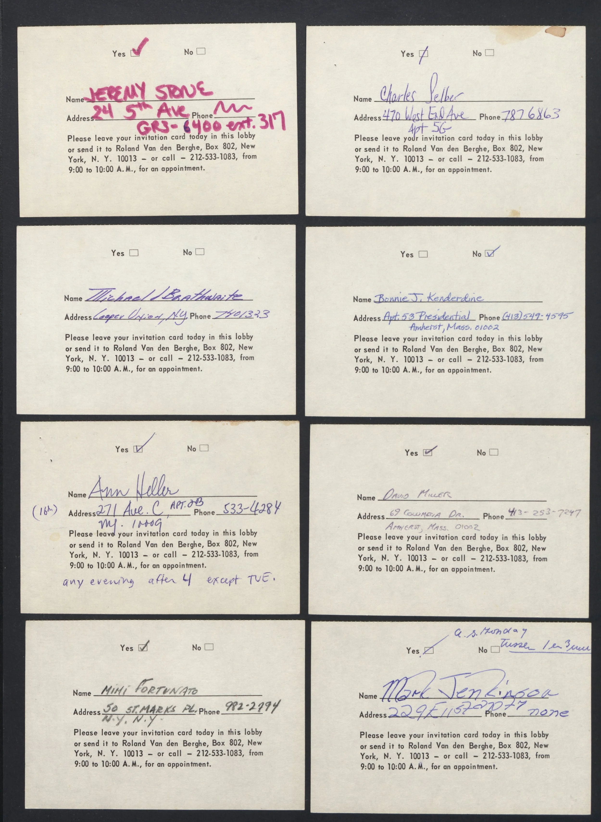 Invitation from Cooper Union, New York, 1975.