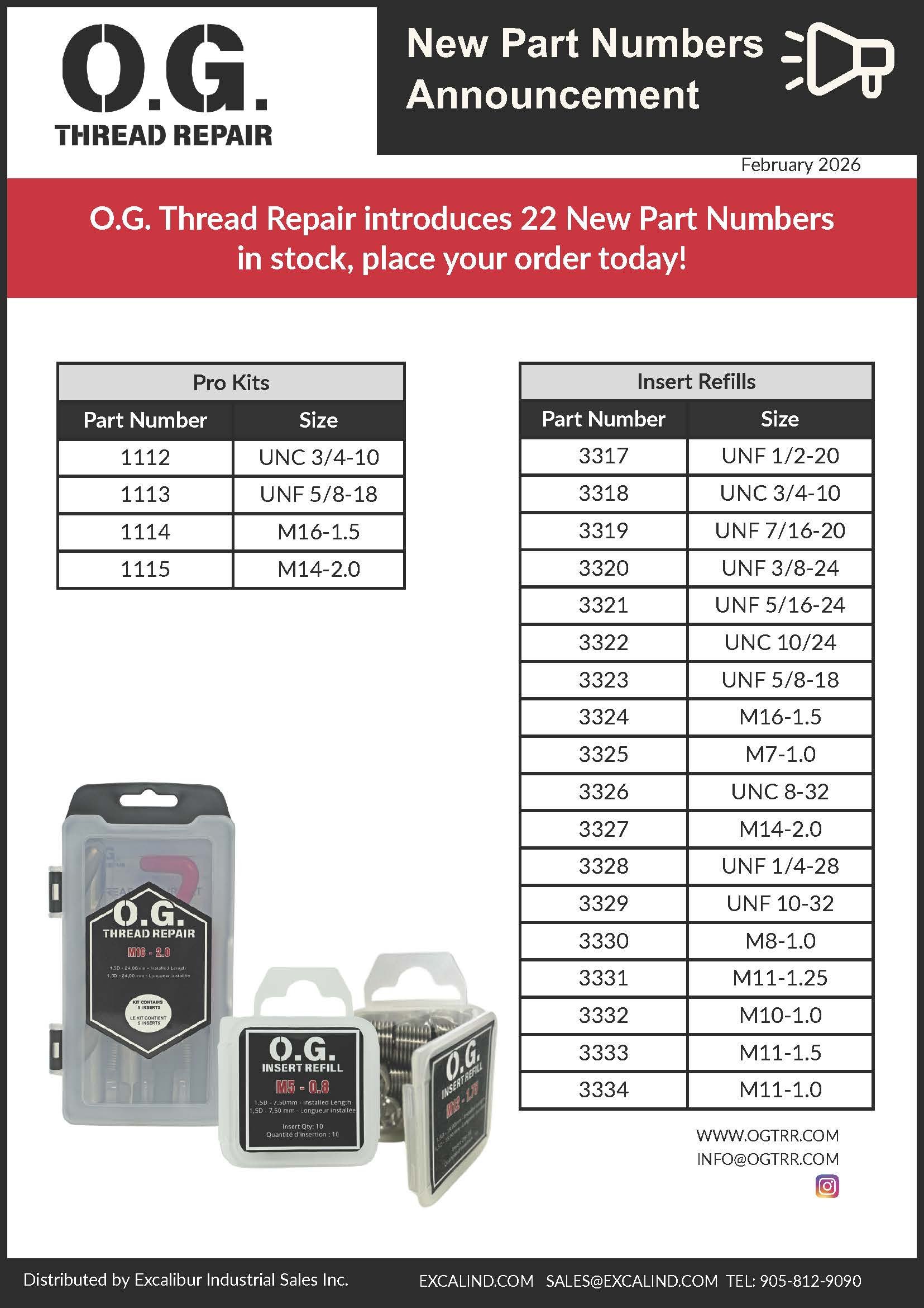 O.G. Thread Repair & Rivets-Product Updates - Find out the latest O.G ...