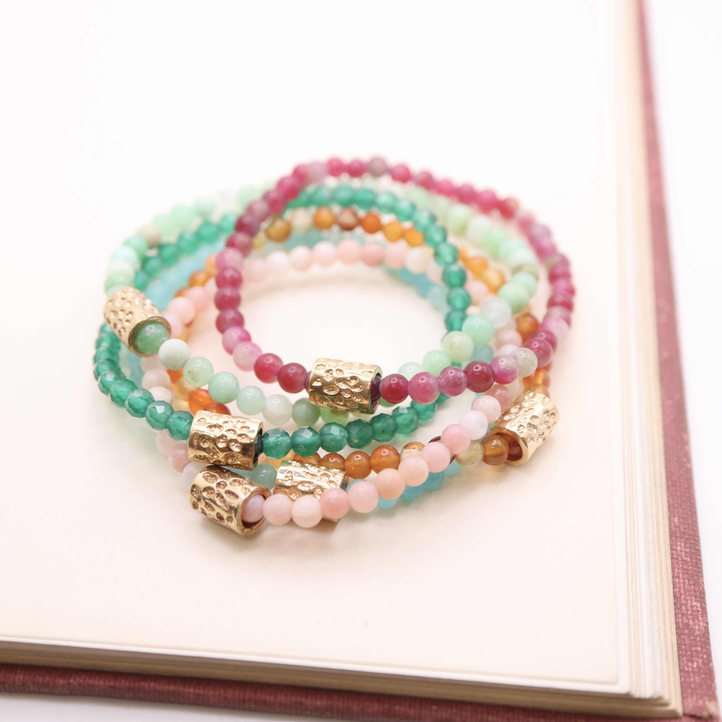 Gemstone Beaded Bracelets Gold