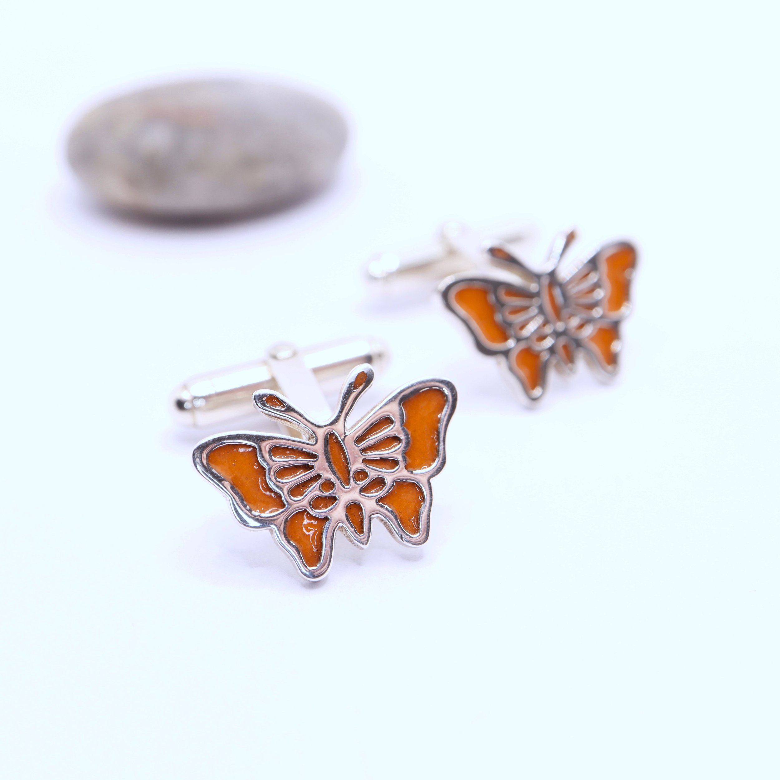 WEB - Orange Enamel Silver Butterfly Cufflinks. BFS-CFL-OR. €195.jpg