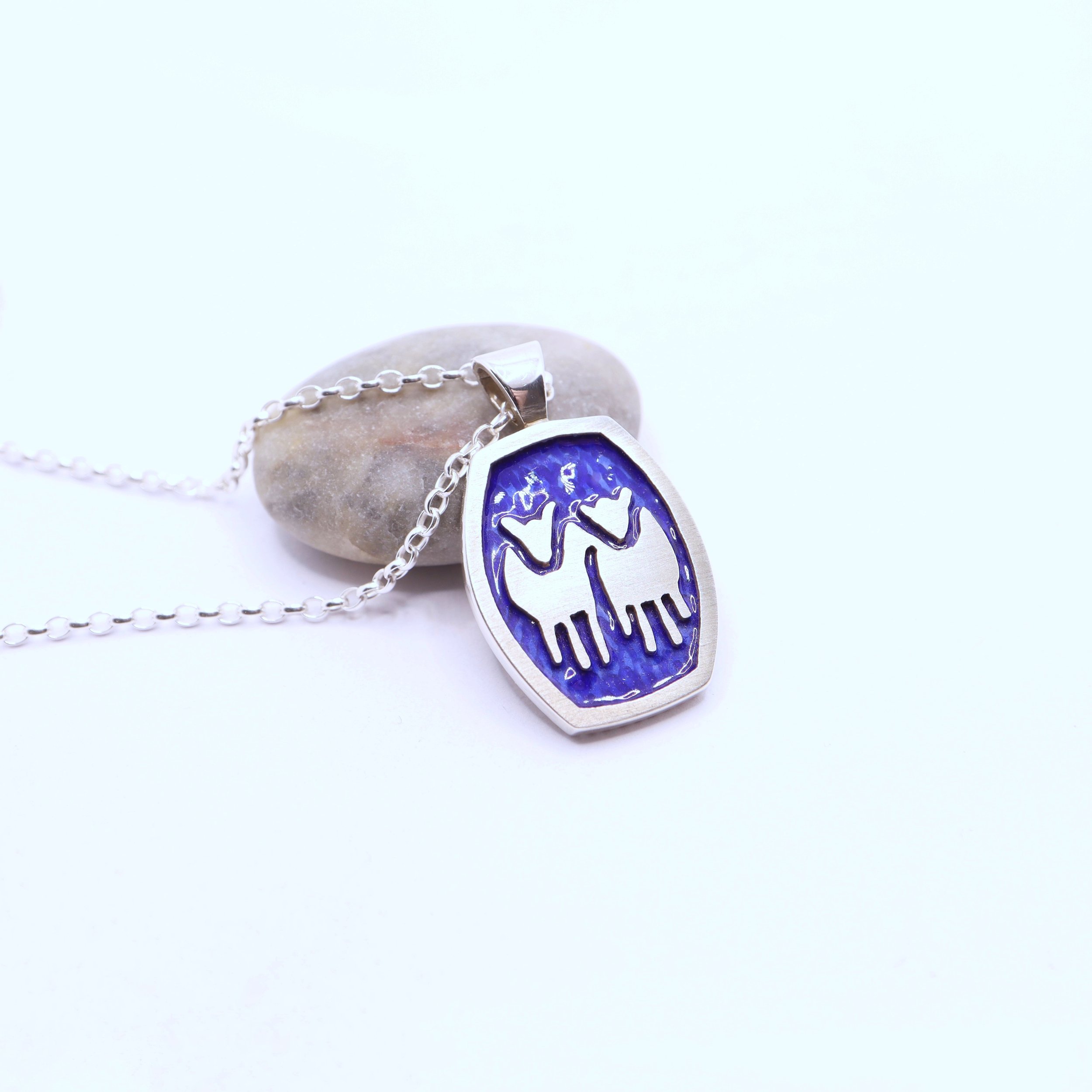 WEB - 2 Sheep NB Enamel Silver Pendant. 254-P-Sil-NB. €225.jpg