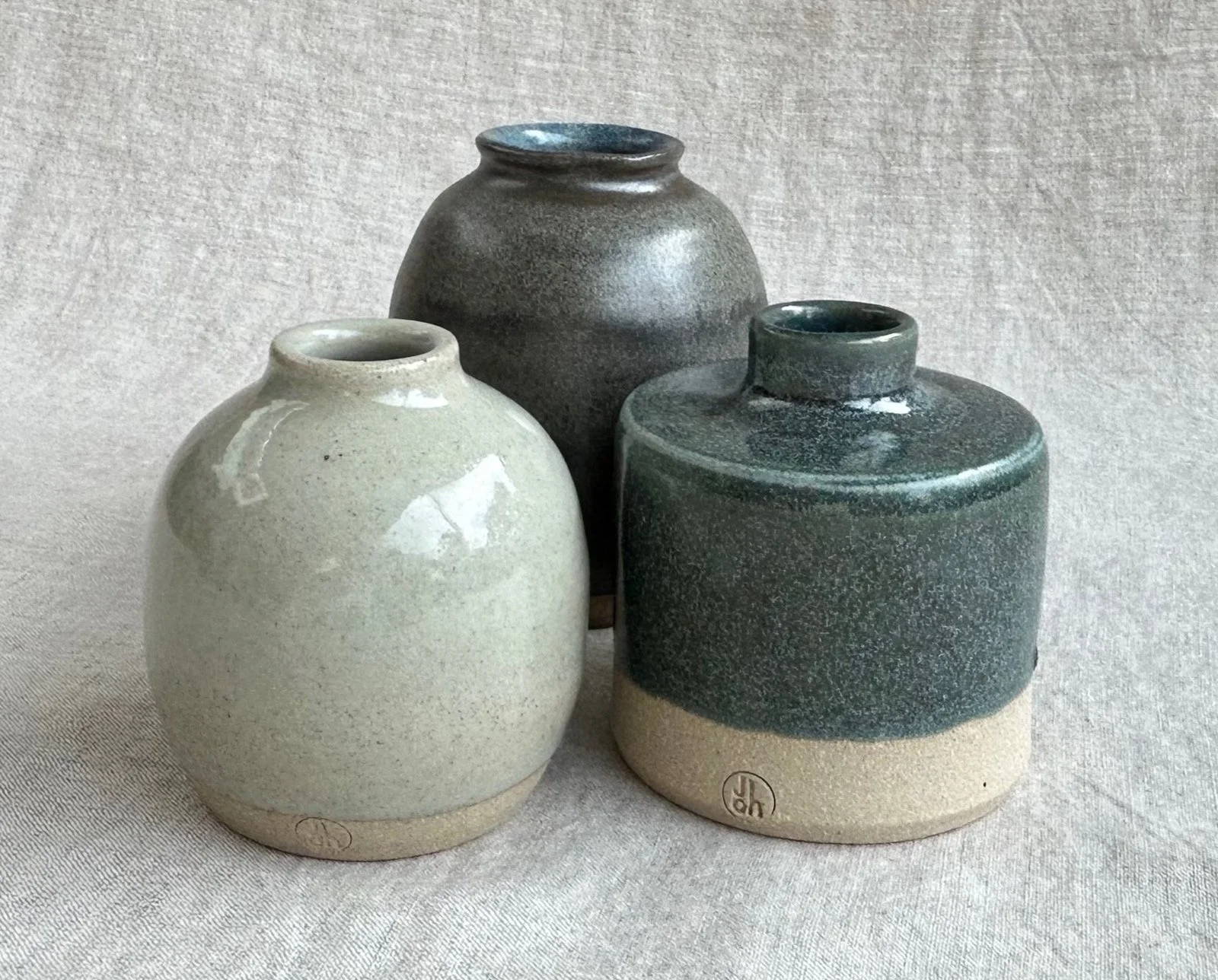 Bud Vases in Duck Egg, Rockpool & Peacock 