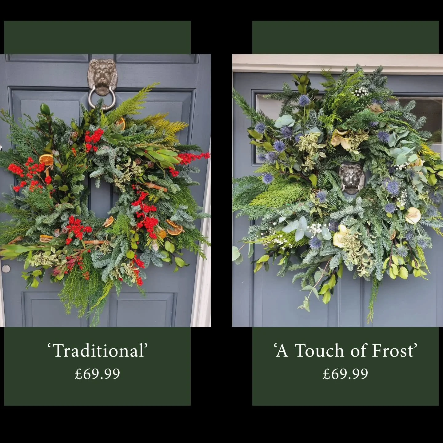 We are getting our Holly and Ivy in a row and taking orders for Christmas wreaths...

Get your order in bu the 21st November for delivery the w/c 1st December.

We offer two styles or can make bespoke upon application. 

#christmaswreaths #wreathmaki