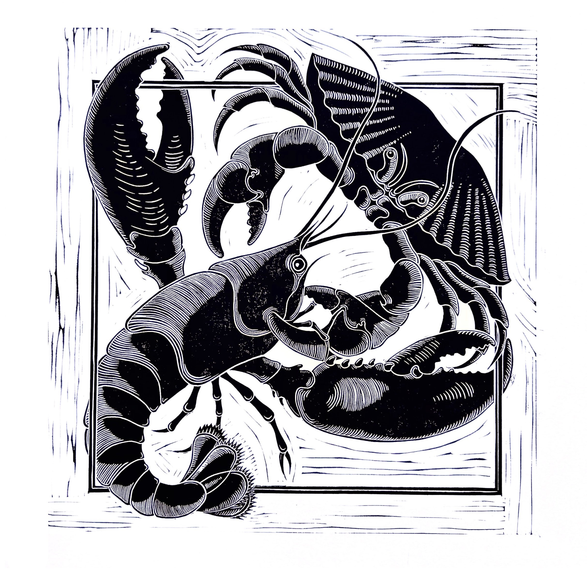 ‘Clash of the Crustaceans’ Original Linocut Print