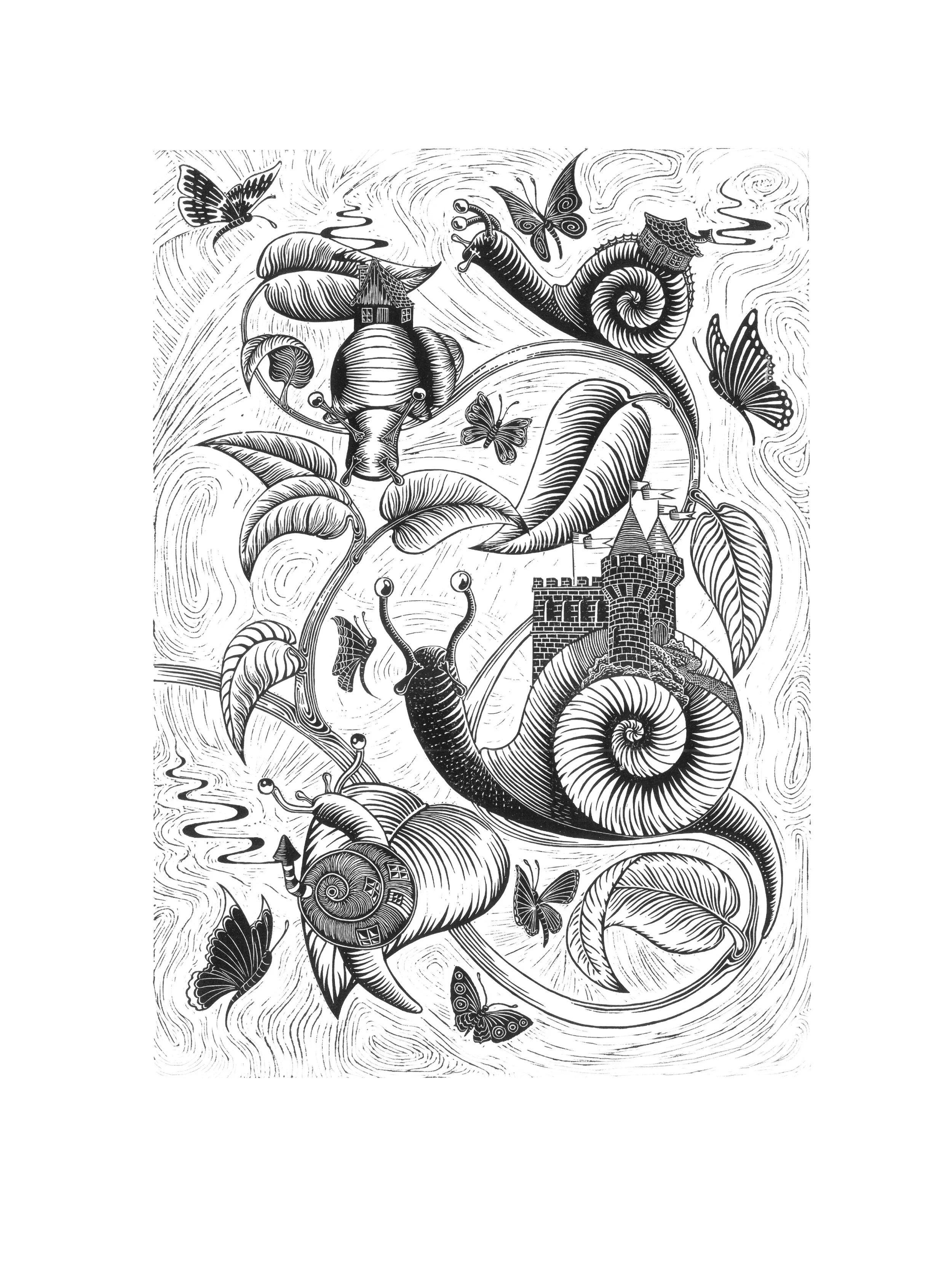 ‘My Shell or Yours?’ Original Linocut Print