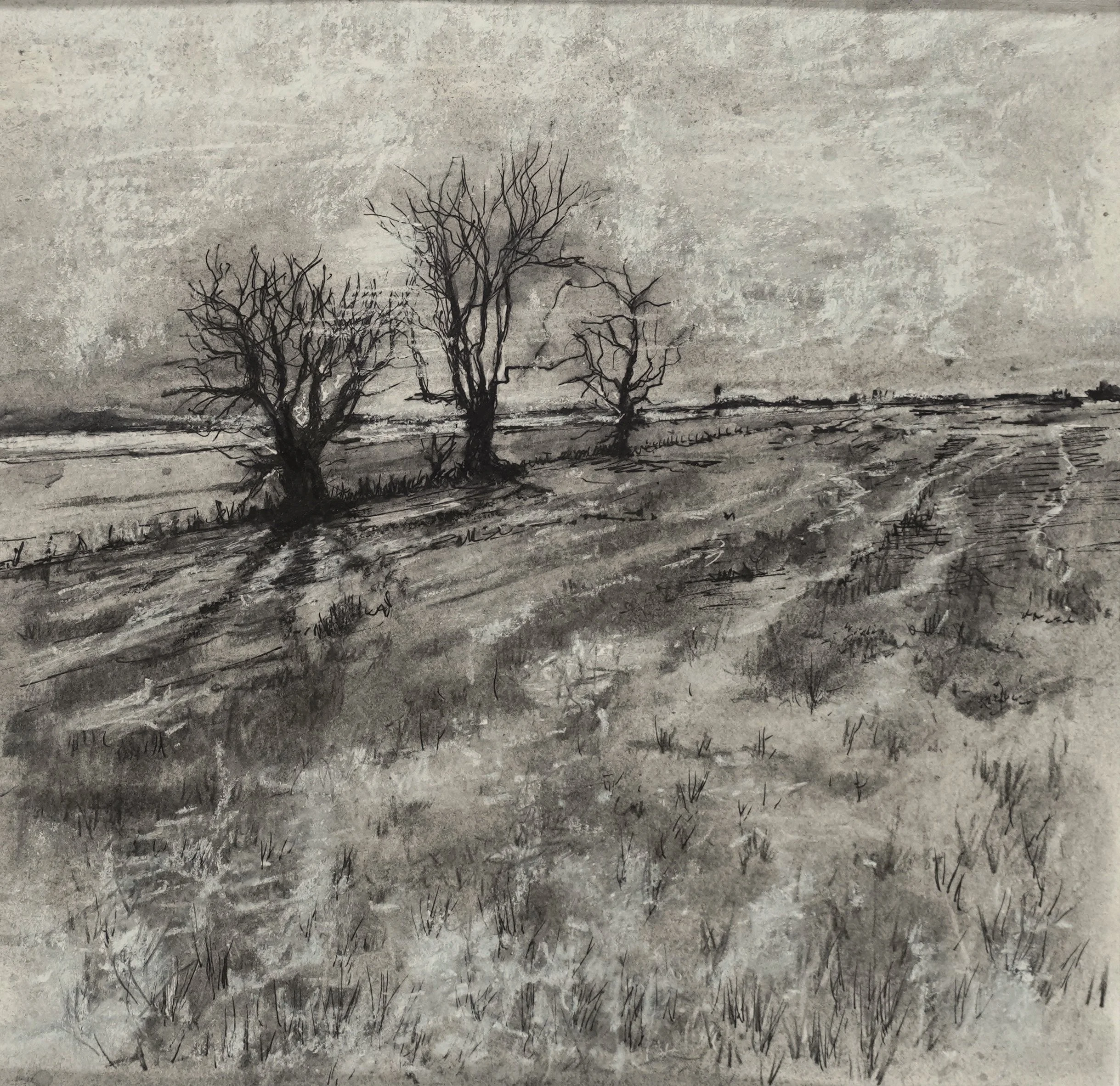 January Fields - Mixed Media, 35x35cm