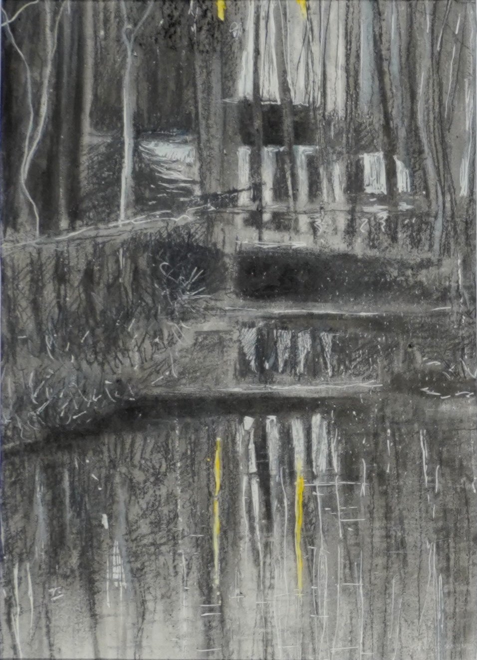 Evening Dam - Mixed Media, 12x16.5cm