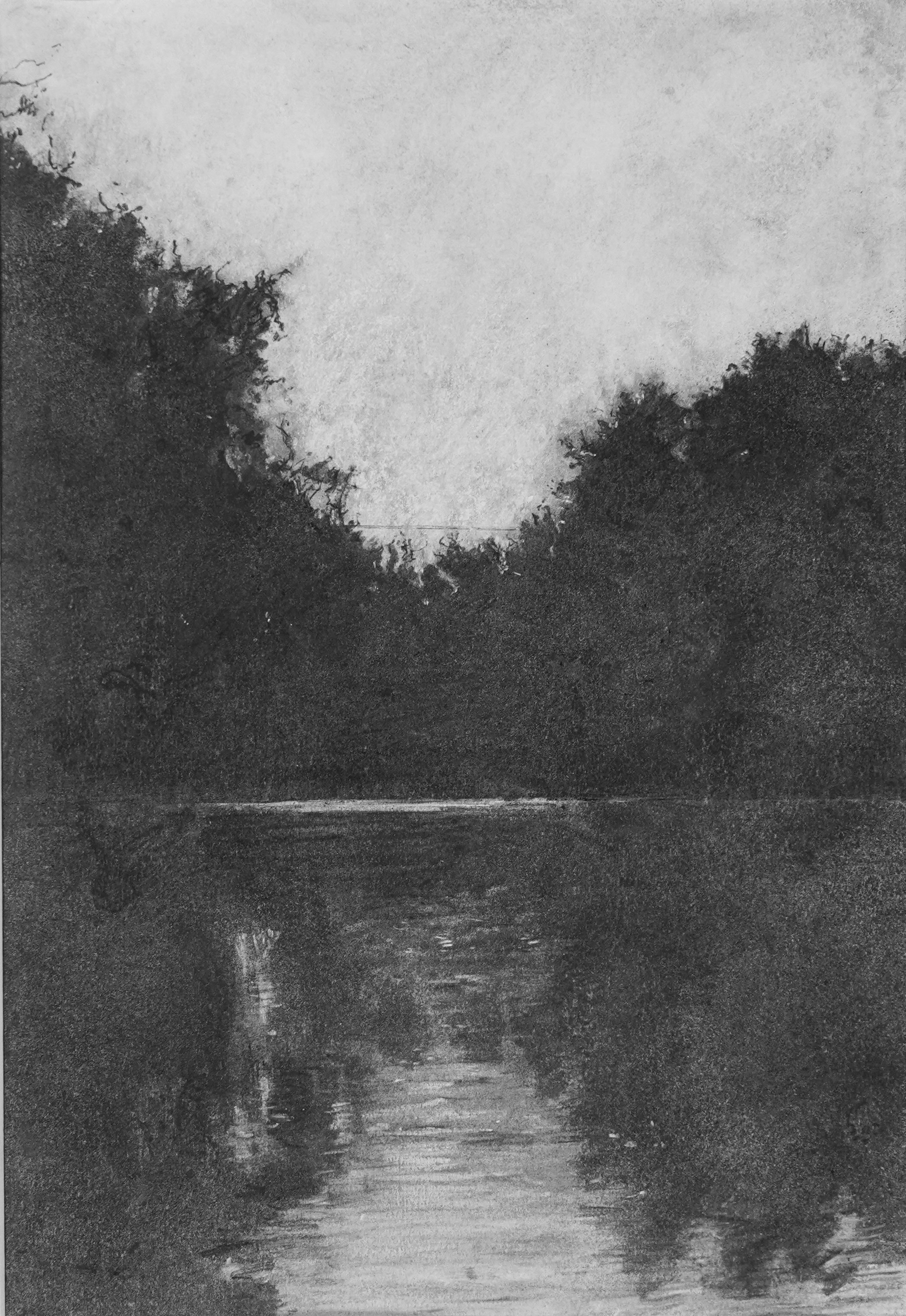 Night Dam - Charcoal, 27x39cm