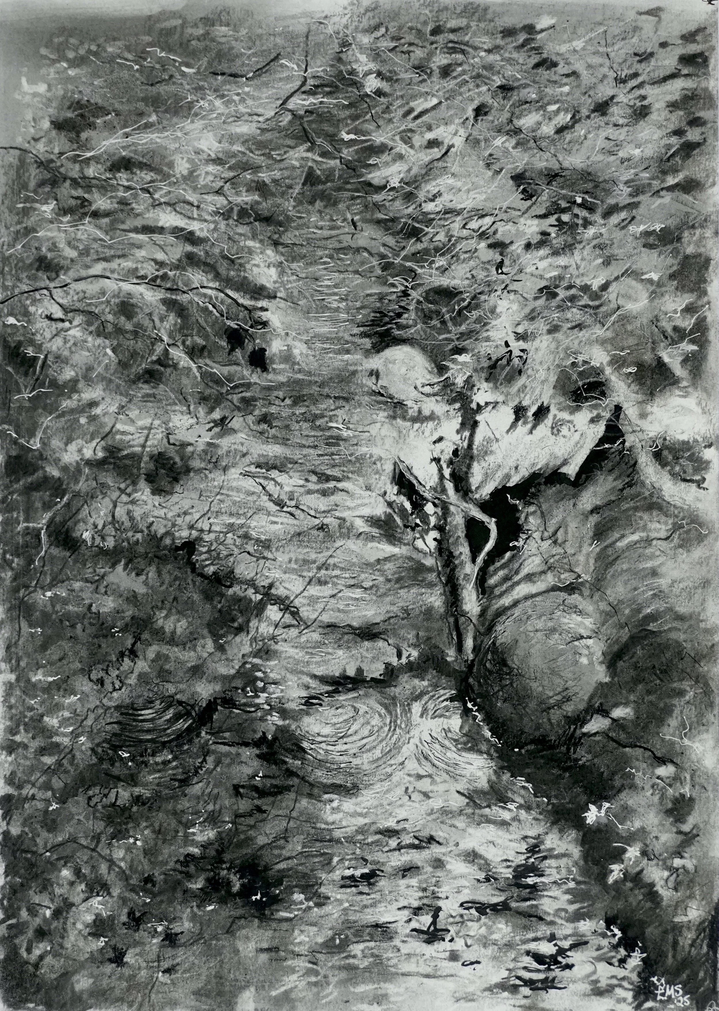 Burn - Charcoal & Inks, 30x42cm - SOLD