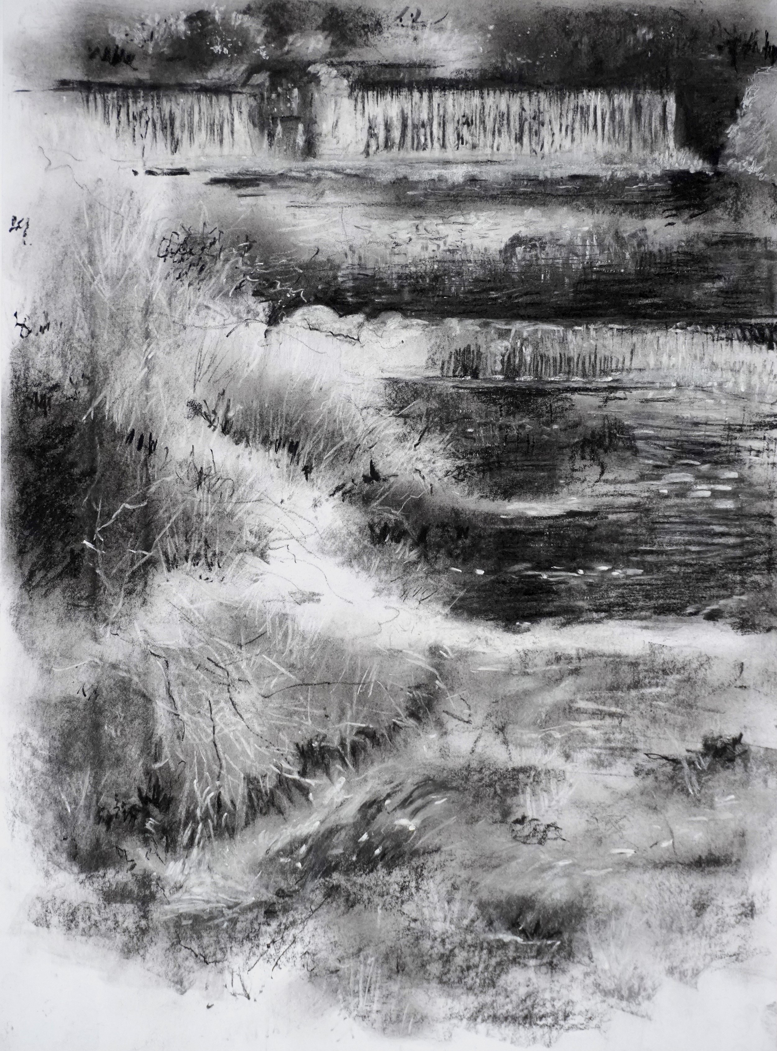 Falls - Charcoal & Chalks, 40x29cm
