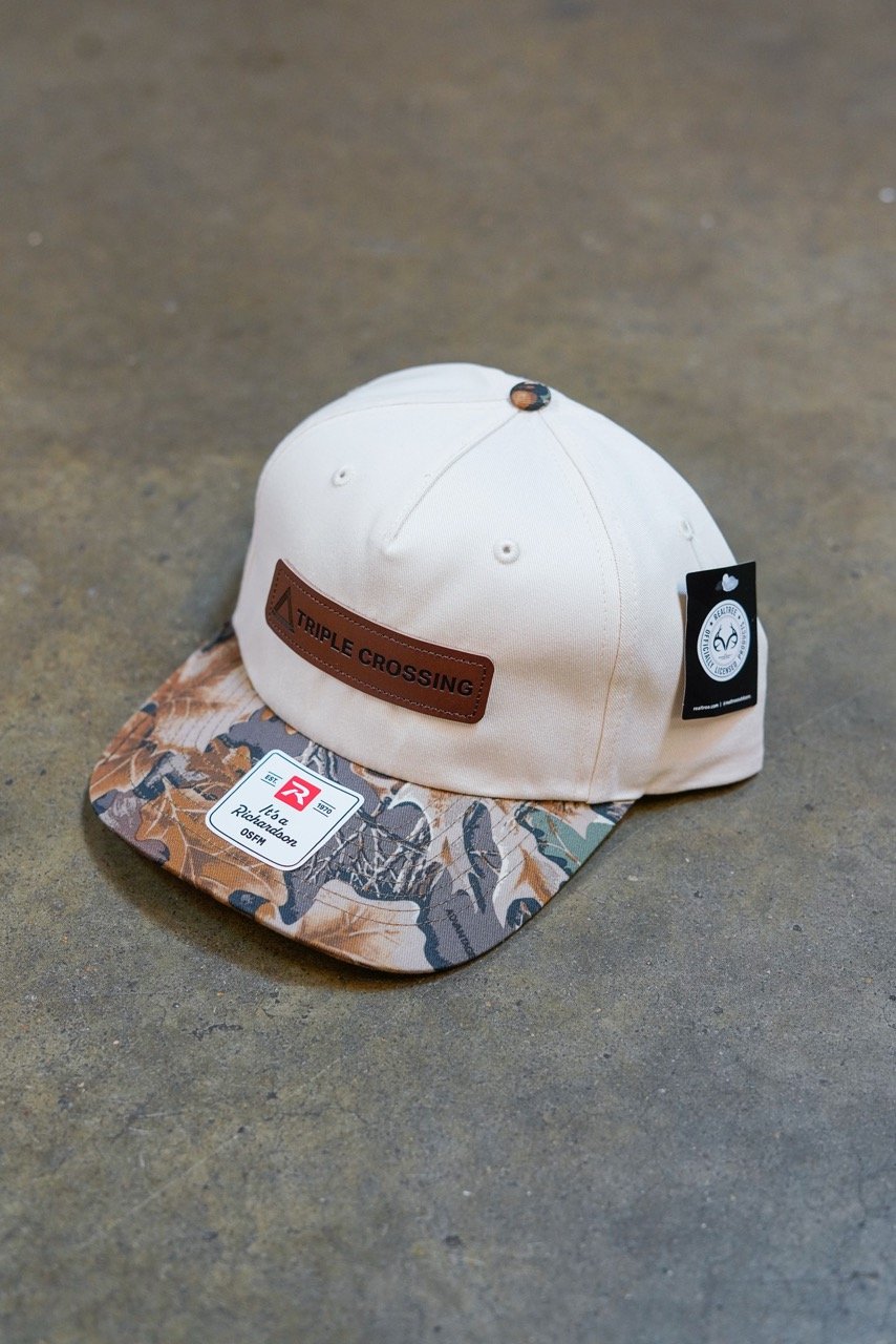 Camo Bill Snapback w/ Leather Triple Crossing Patch