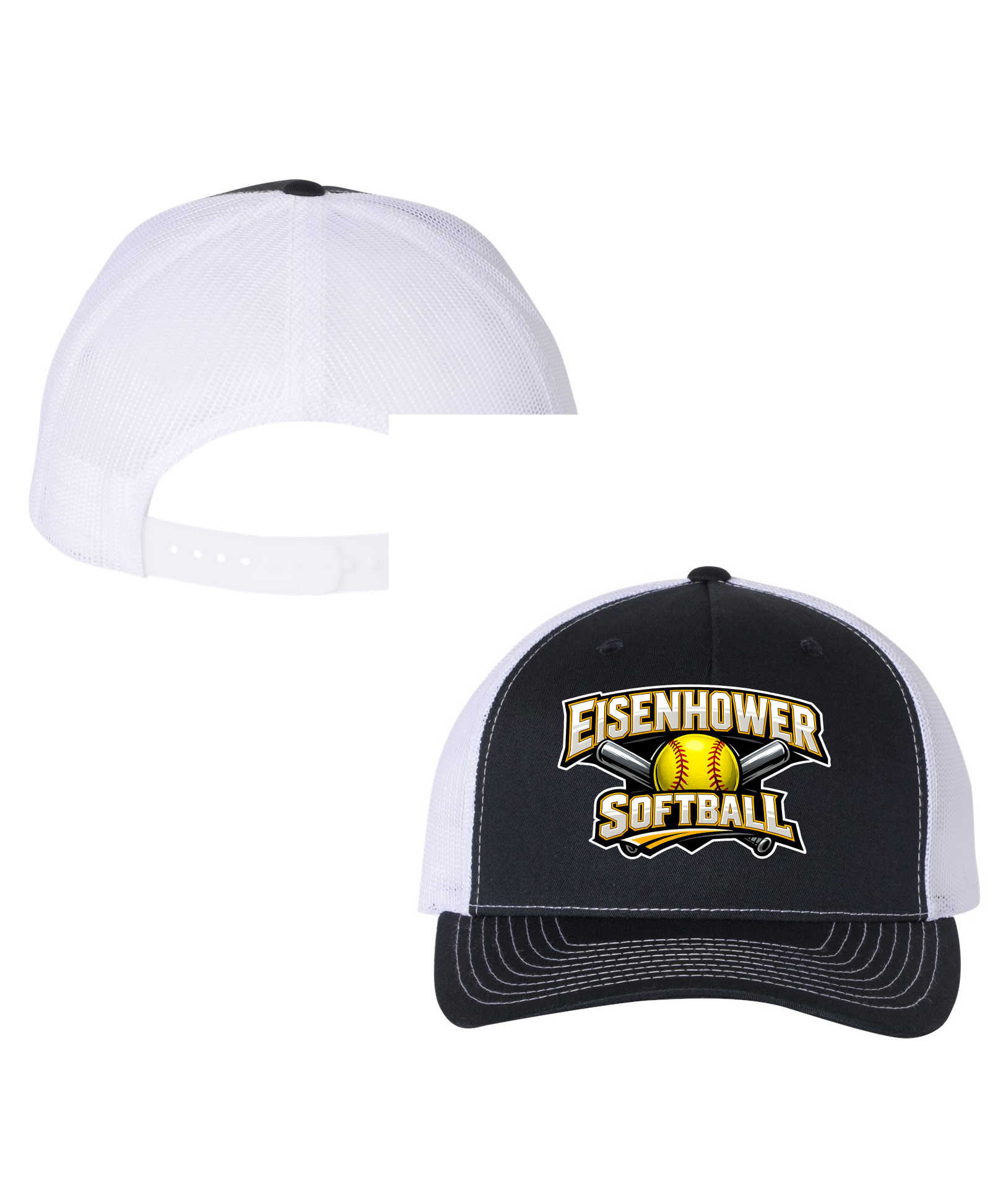 logo 2 5 panal trucker hat 112FP Nave and white.png