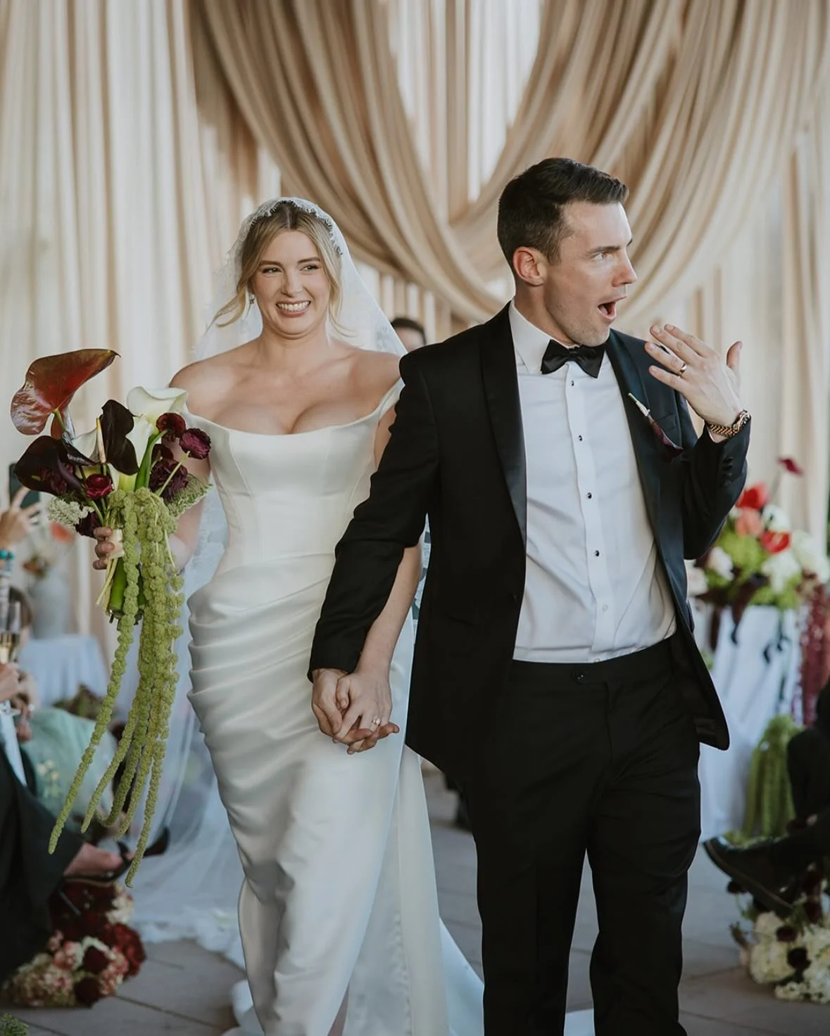 That JUST MARRIED feeling 🤩

Creatives
Planning &amp; Design: @elegantaffairsbydesign @danyleelegantaffairsbydesign
Beauty: @amberjennasmakeup
Dress: @elliotjamesbridal
Florals: @avaeliseevents
Photographer: @janedonovanphotography
Rentals: @katerya