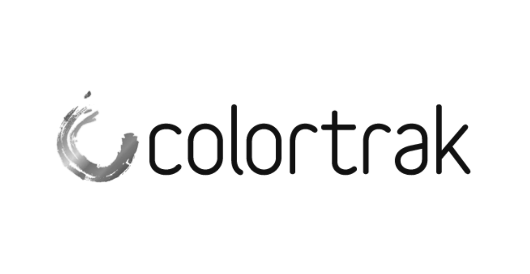 Colortrac logo with black text and gray brushstroke circle on a white background.