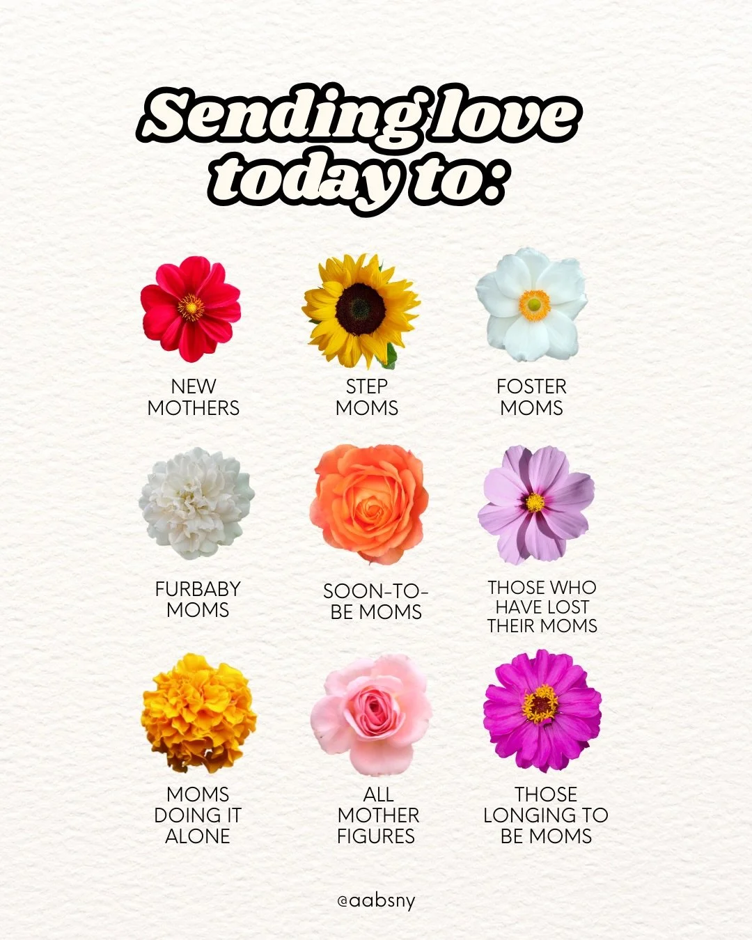 For every version of motherhood&mdash;today we&rsquo;re thinking of you!💗🌷
 
Happy Mothers Day!
 
#mothersday #aabsny