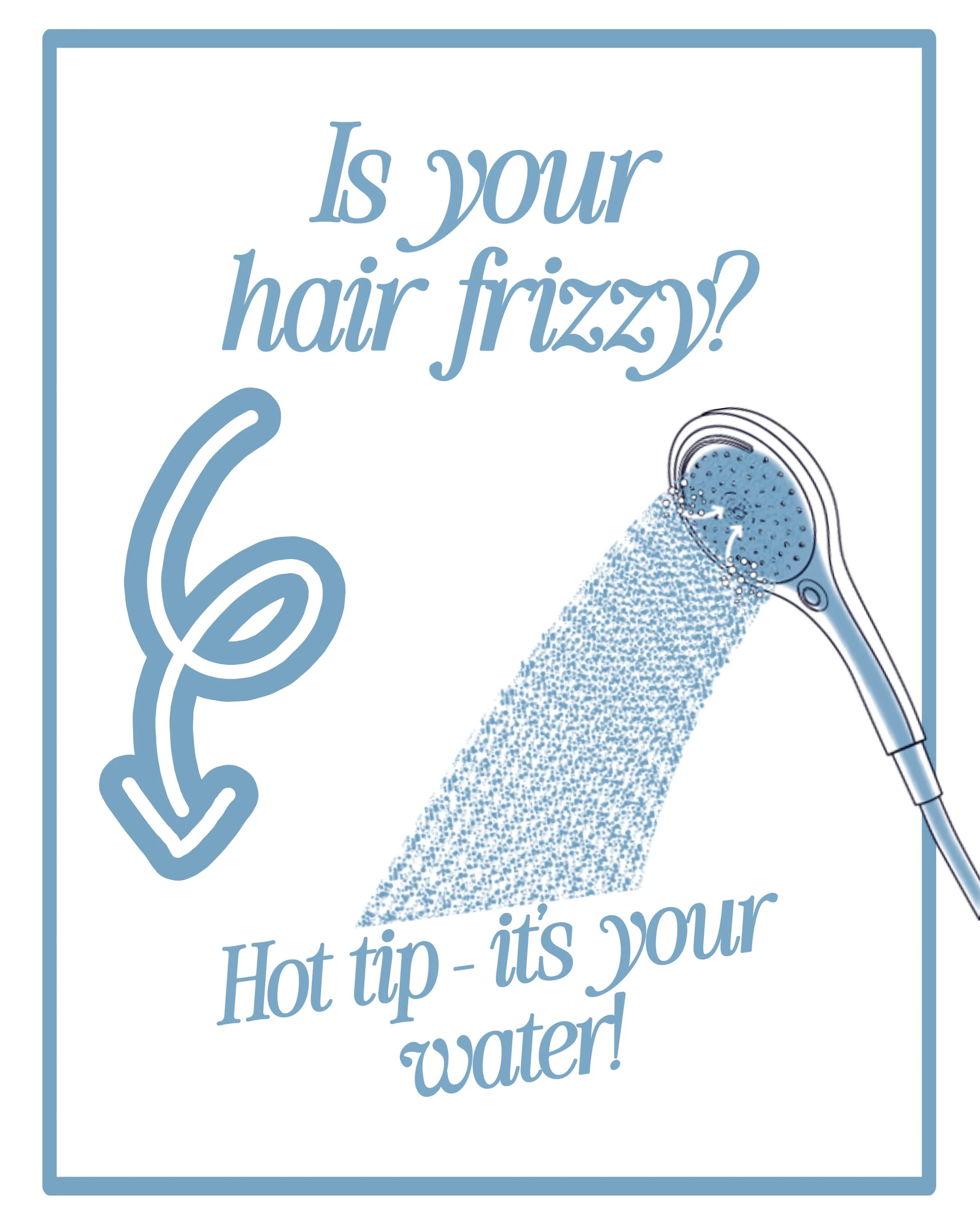 Is your hair dry, dull or frizzy? Are you experiencing Alopecia, hair shedding, breakage or color fading? The culprit may be your water! 

80% of the tap water in America is sanitized using chlorine or chloramine &amp; upwards of 73% of Americans uti