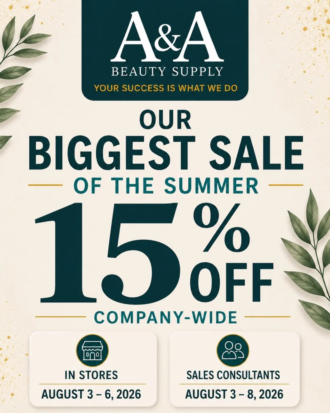 ☀️ Our BIGGEST Sale of the Summer is almost here! ☀️
 
The wait is over! Enjoy 15% OFF company-wide during our biggest summer event, plus even more ways to save. Swipe through for all the details! 👆
 
💚15% OFF Company-Wide
💚15% OFF In Stores: Augu