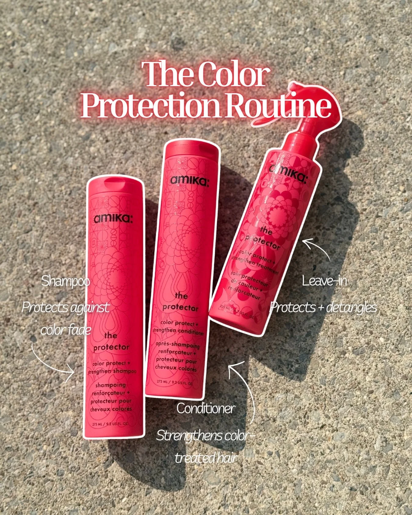 Your color deserves a bodyguard. 💗🛡️

Meet the protector from amika. A color-care routine made to help keep color-treated hair looking vibrant, strong + fresh between appointments.
 
🩷 Shampoo &rarr; helps protect against color fade
🩷 Conditioner