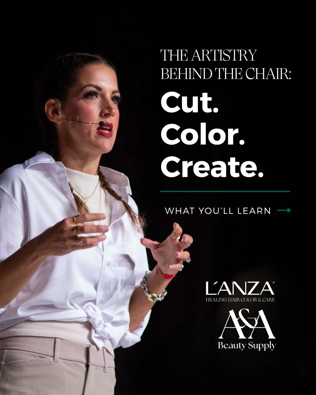 Cut. Color. Create. 
 
It&rsquo;s time to strip back the theory and focus on the real, everyday work that drives your business forward.

Join L&rsquo;ANZA artists Leah Freeman &amp; Tausha Ostrander for an inspiring Look &amp; Learn featuring live mo