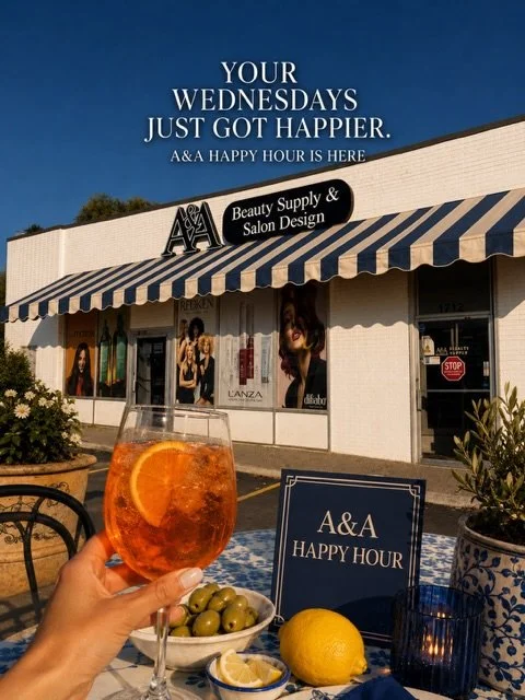 A&amp;A Happy Hour is back and your Wednesdays just got happier. 🍊🥂

Meet us at A&amp;A every Wednesday in September for an afternoon of seriously good savings:

🧡 15% OFF everything but color
🧡 September 2, 9, 16, 23 &amp; 30
🧡 2:00&ndash;5:30 