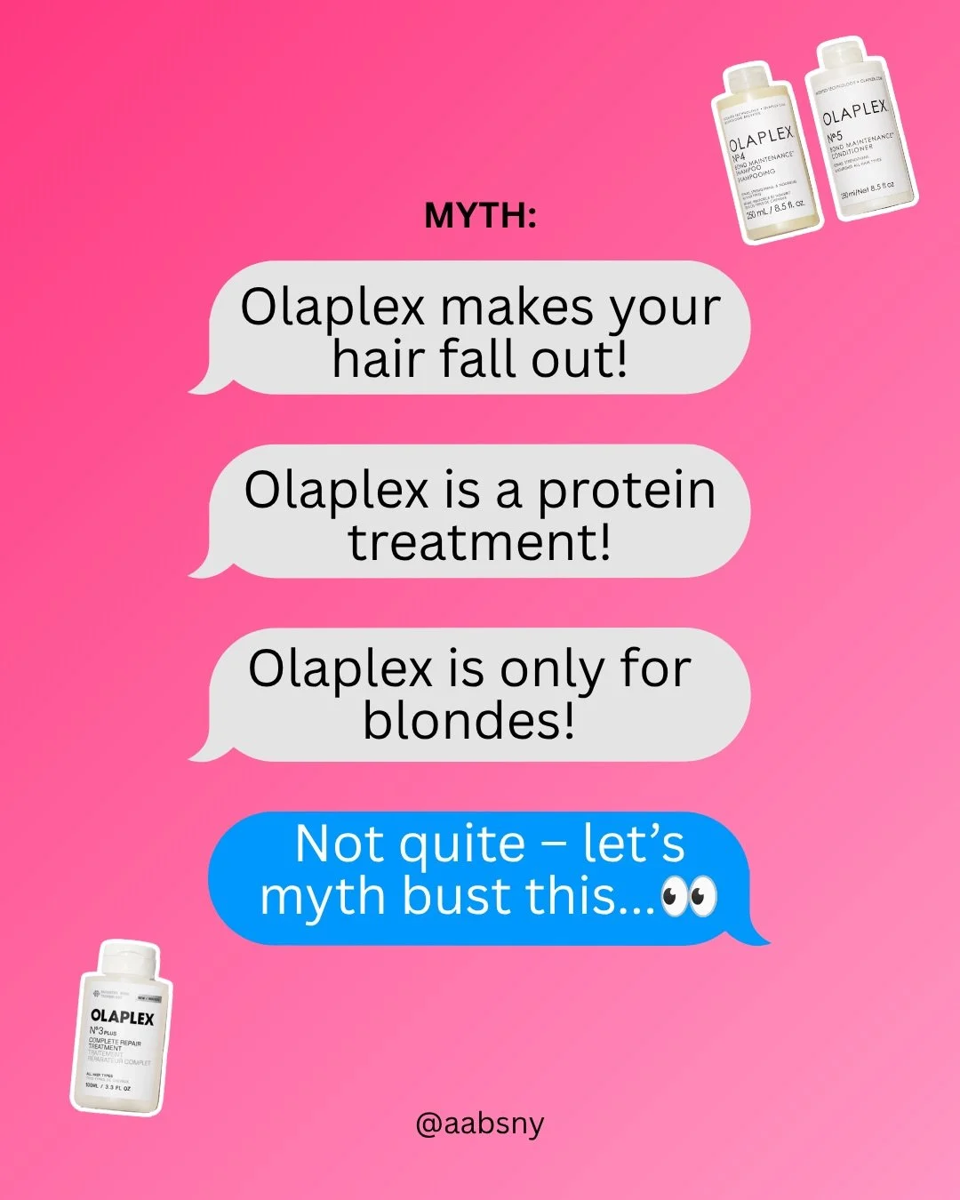 let&rsquo;s clear up some misconceptions about Olaplex together! 🤓✨
save this post to share with your clients!
 
#olaplex #aabsny #haireducation #hairstylisteducation #nyhairstylist