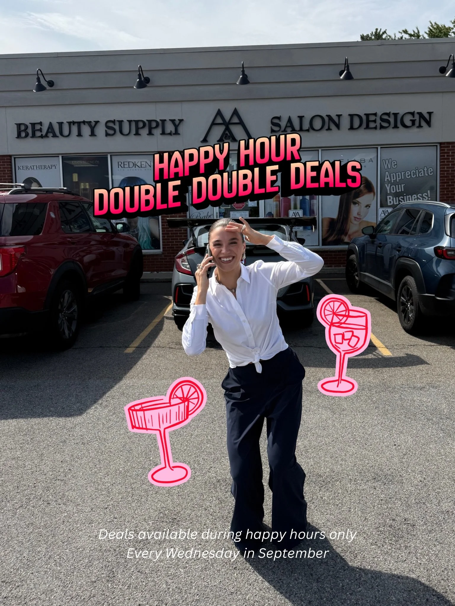 Happy Hour just got even happier. 🍸💗
Double Double Deals are here with even bigger savings on some of your favorites, only during A&amp;A Happy Hour.

Every Wednesday in September | In-store only
2:00&ndash;5:30PM

See a deal you want? You know whe
