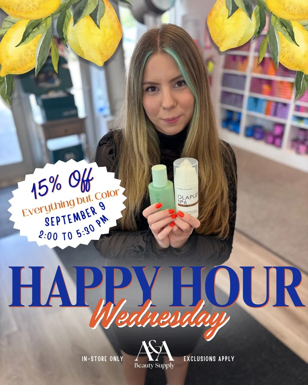 Happy Hour is HERE! 🍸 Save 15% OFF Everything but Color from 2:00PM&ndash;5:30PM in-store ONLY. Shop Breanne&rsquo;s #6 On the Beach, her Happy Hour Shopping List &amp; so much more!
 
Breanne&rsquo;s #6 On the Beach:
The perfect cocktail for smooth