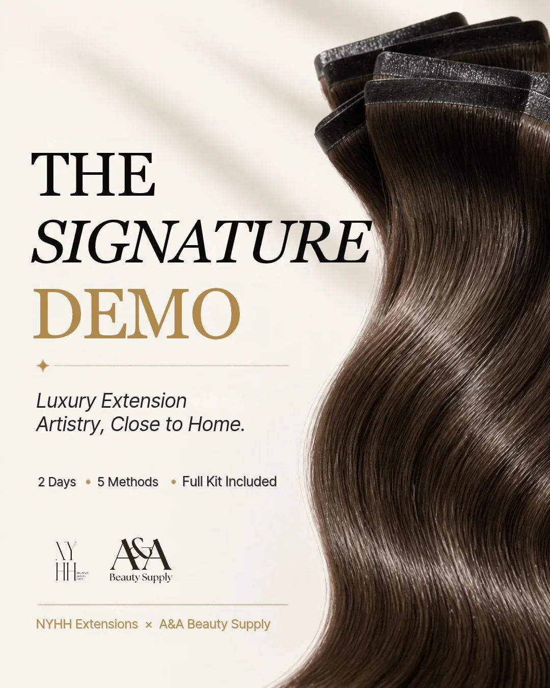 Luxury extension artistry is officially coming closer to home. ✨
 
We&rsquo;re so excited to bring NYHH Extensions, one of A&amp;A&rsquo;s newest luxury brands,  to life with a series of immersive, two-day Signature Demo experiences designed for lice