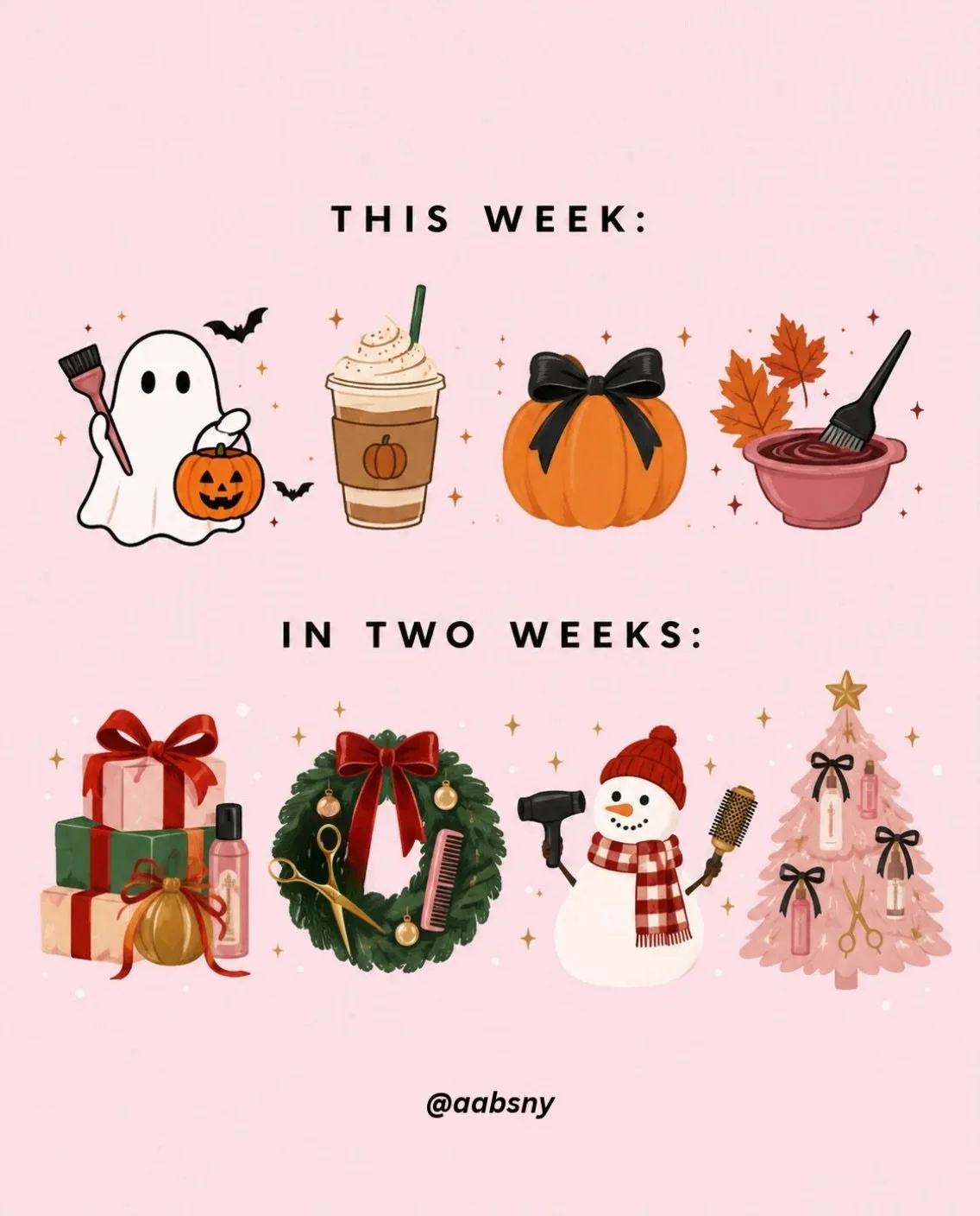 From pumpkin spice to peppermint&hellip;.🎃🎄
 
#aabsny #holidayseason #hairstylistlife #salonlife