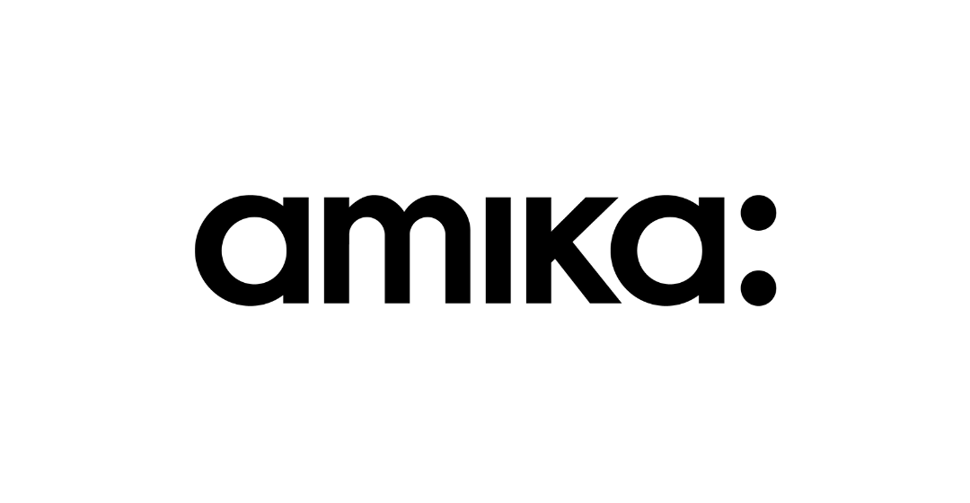Text that reads 'amika:' in bold black font on a white background