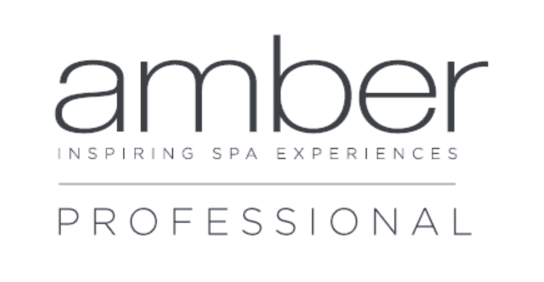 Logo with the word 'amber' in large lowercase letters, with the tagline 'Inspiring Spa Experiences' below, and the word 'PROFESSIONAL' underneath.