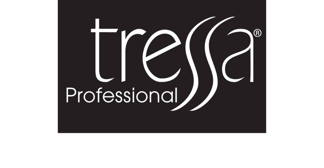Logo for Tressa Professional with black background and white text