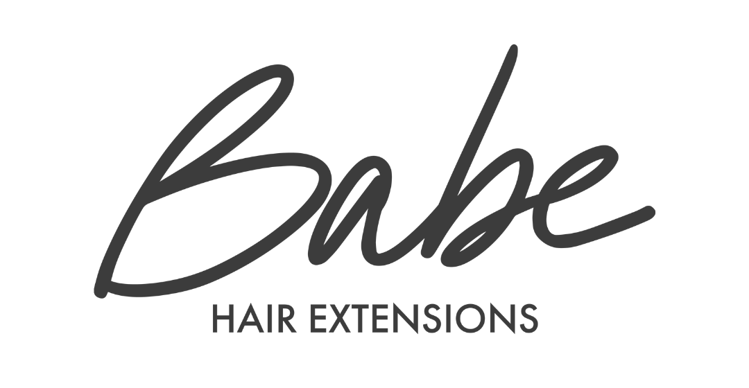 Logo for Babe Hair Extensions in black cursive font with subtext.