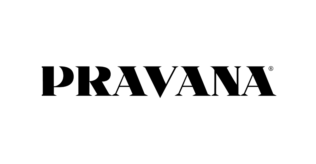 The logo of the brand 'Pravana' in black text on a white background.