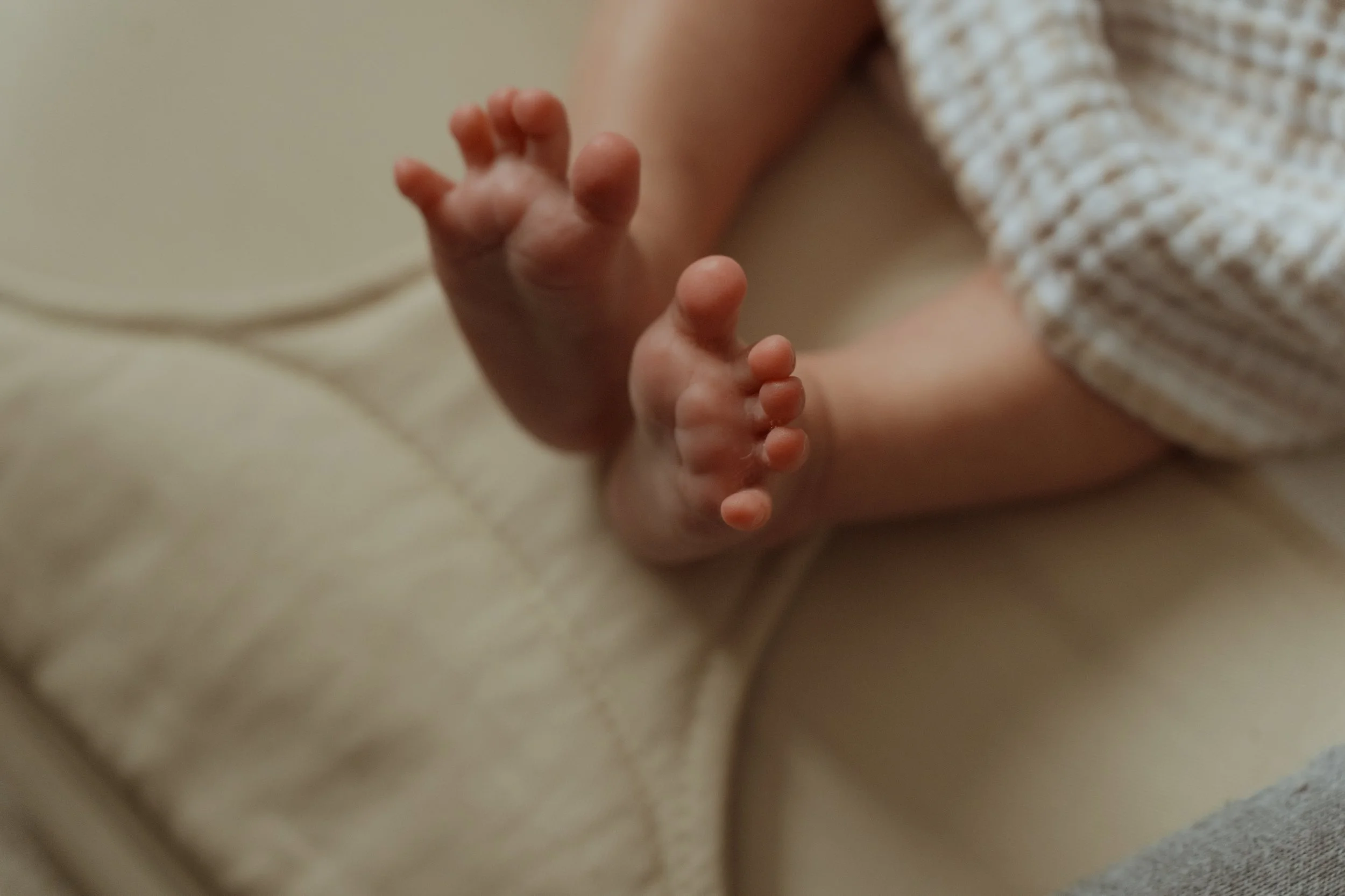 Close up shot of the sweetest newborn toes.
