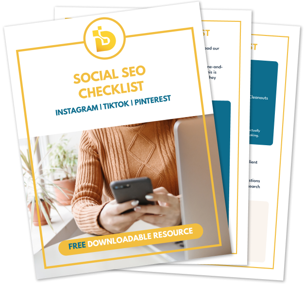seo checklist cover image of girl holding a cell phone